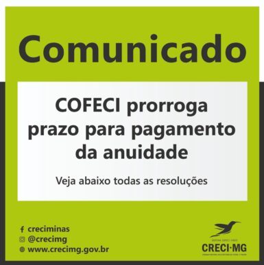 Cofeci prorroga prazo da anuidade 2020