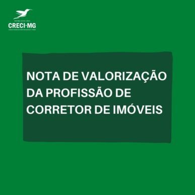 Nota de valorização da profissão de Corretores de Imóveis
